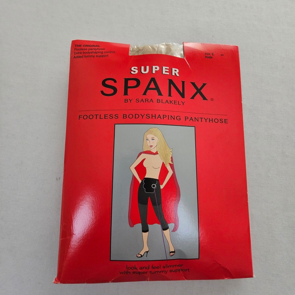 Super SPANX Original Footless Bodyshaping Pantyhose Nude Size E Tummy Support